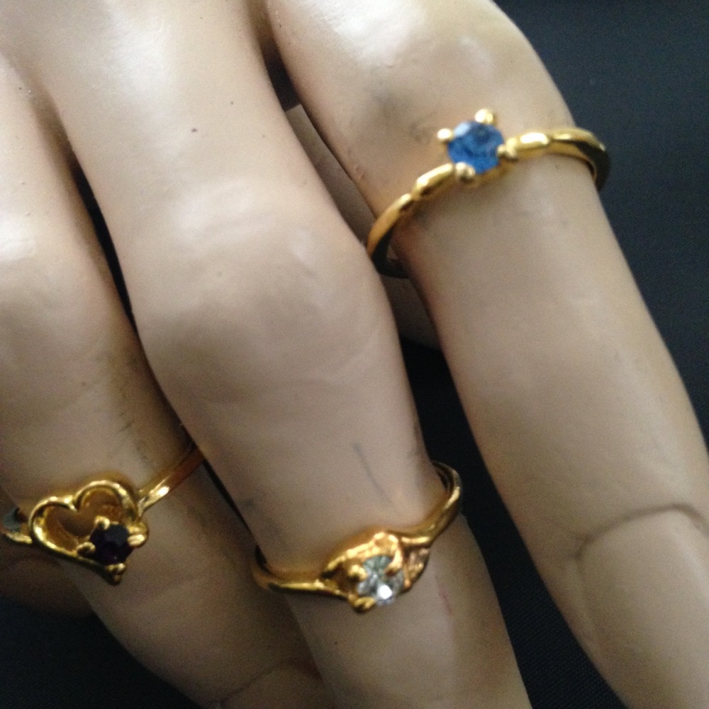 Vintage 3pc Gold Tiny  Rings (size 5-6)